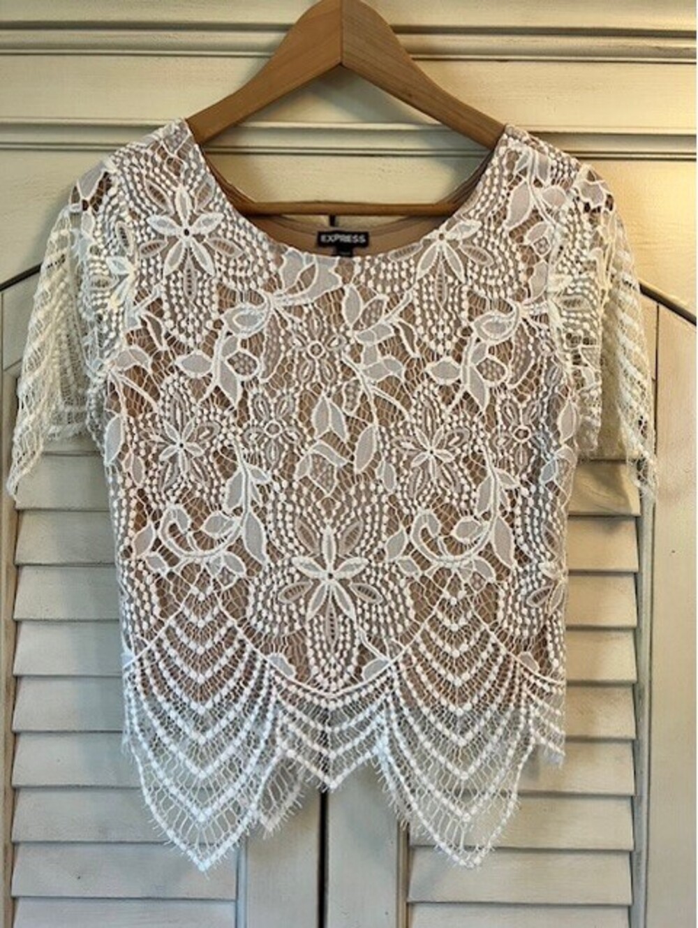 Express Extra Small Lace Blouse Off White